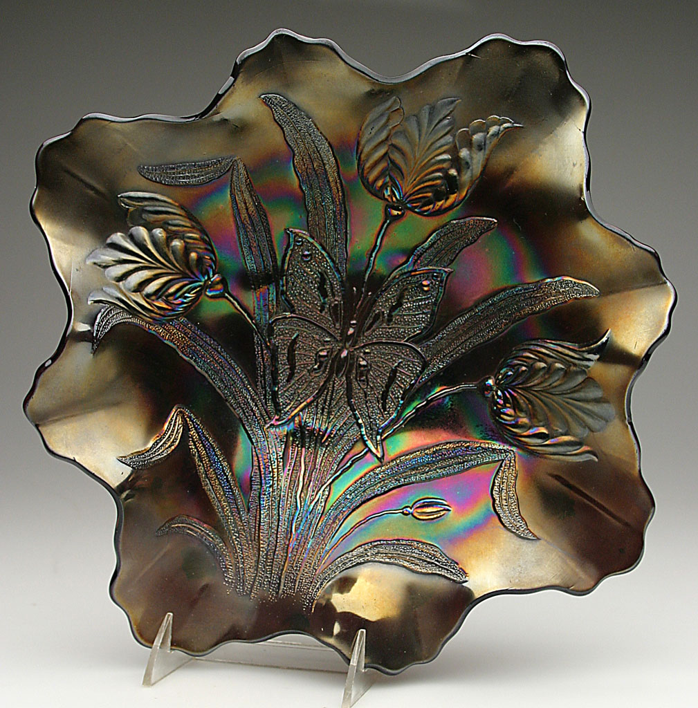 CARNIVAL BUTTERFLY AND TULIP footed bowl