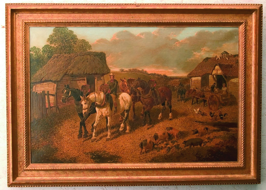 SIGNED "J.F. HERRING" FARMYARD GENRE PAINTING