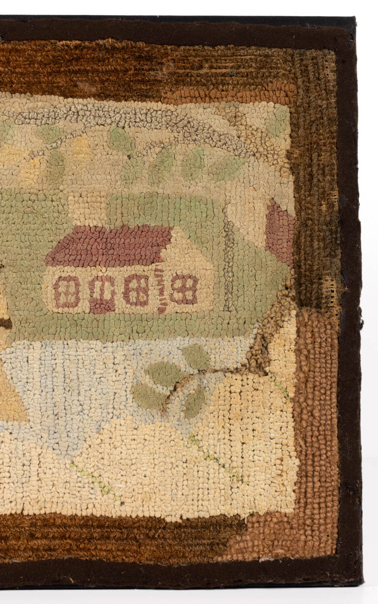 AMERICAN FOLK ART PICTORIAL HOOKED RUG