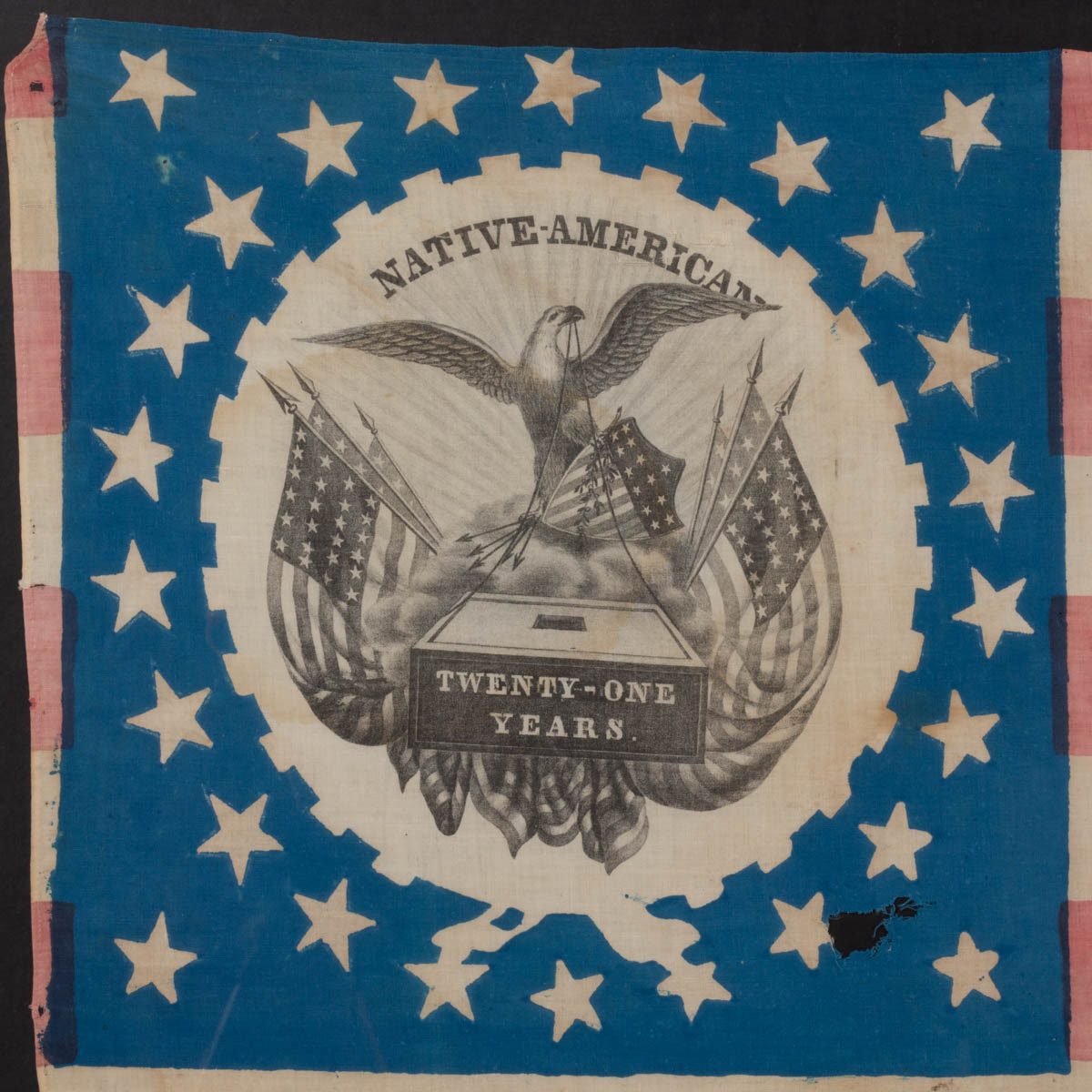 RARE 26-STAR NATIVE AMERICAN PARTY POLITICAL PARADE FLAG BANNER