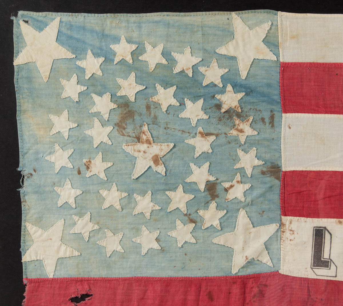 EXTREMELY RARE, POSSIBLY UNIQUE, 34-STAR LINCOLN-JOHNSON PRESIDENTIAL CAMPAIGN FLAG BANNER