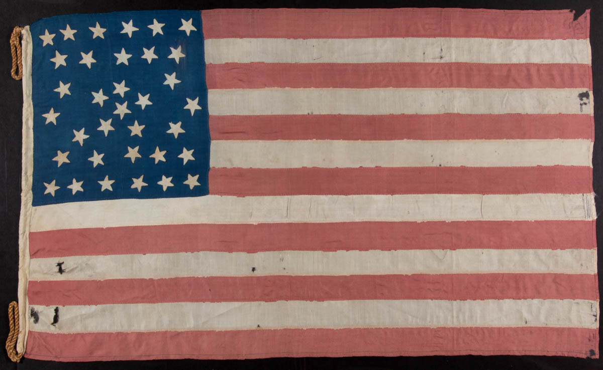 RARE 34-STAR AMERICAN NATIONAL CIVIL WAR-PERIOD KANSAS STATEHOOD FLAG