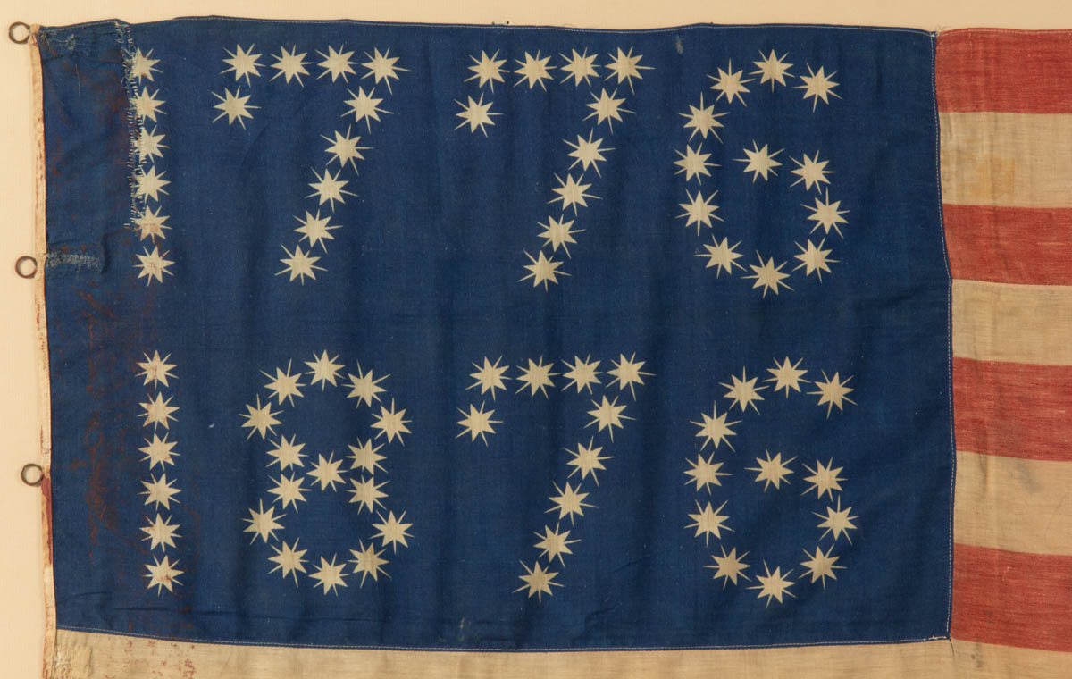 RARE CENTENNIAL PATRIOTIC FLAG BANNER