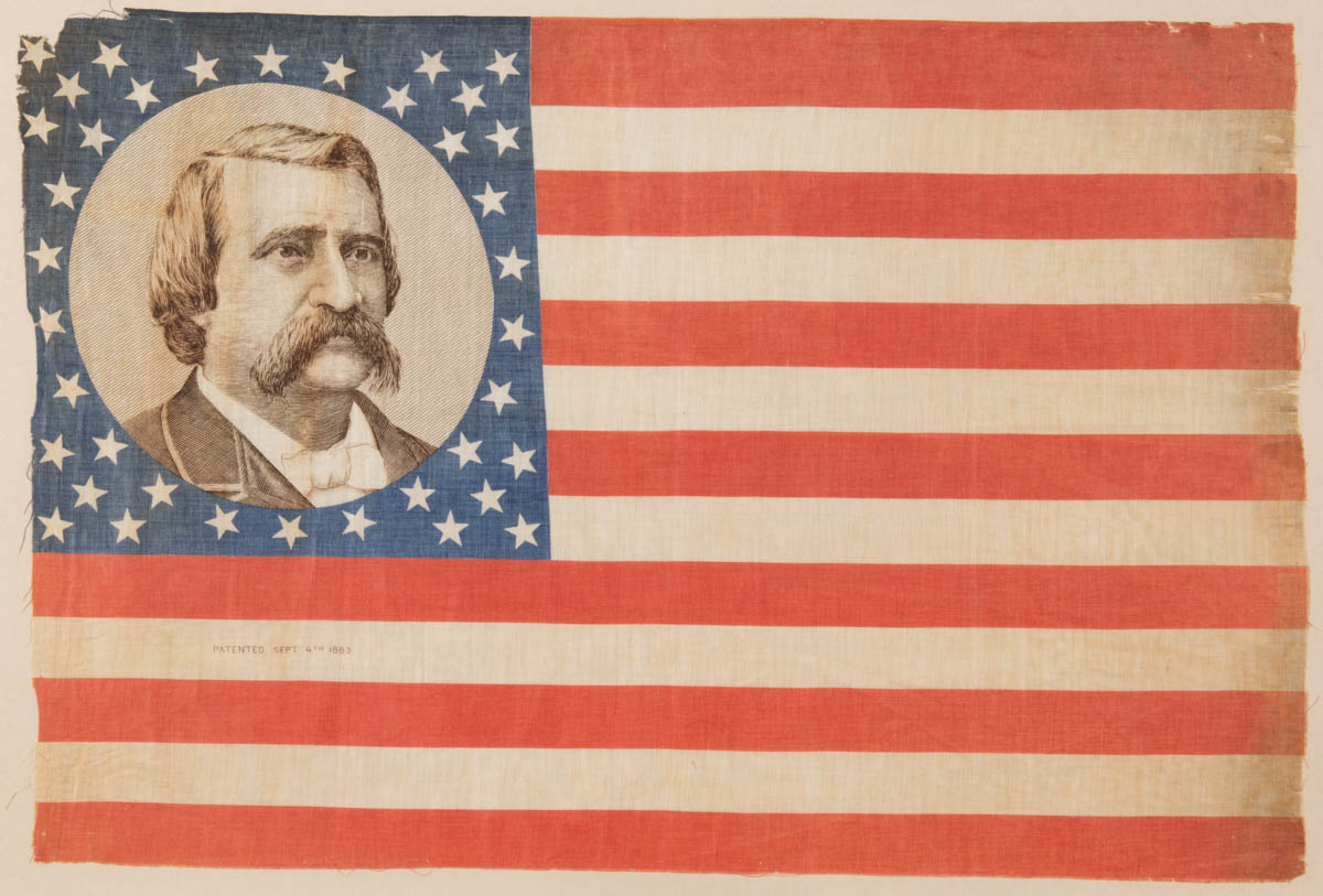 PAIR OF BLAINE-LOGAN PRESIDENTIAL CAMPAIGN FLAG BANNERS