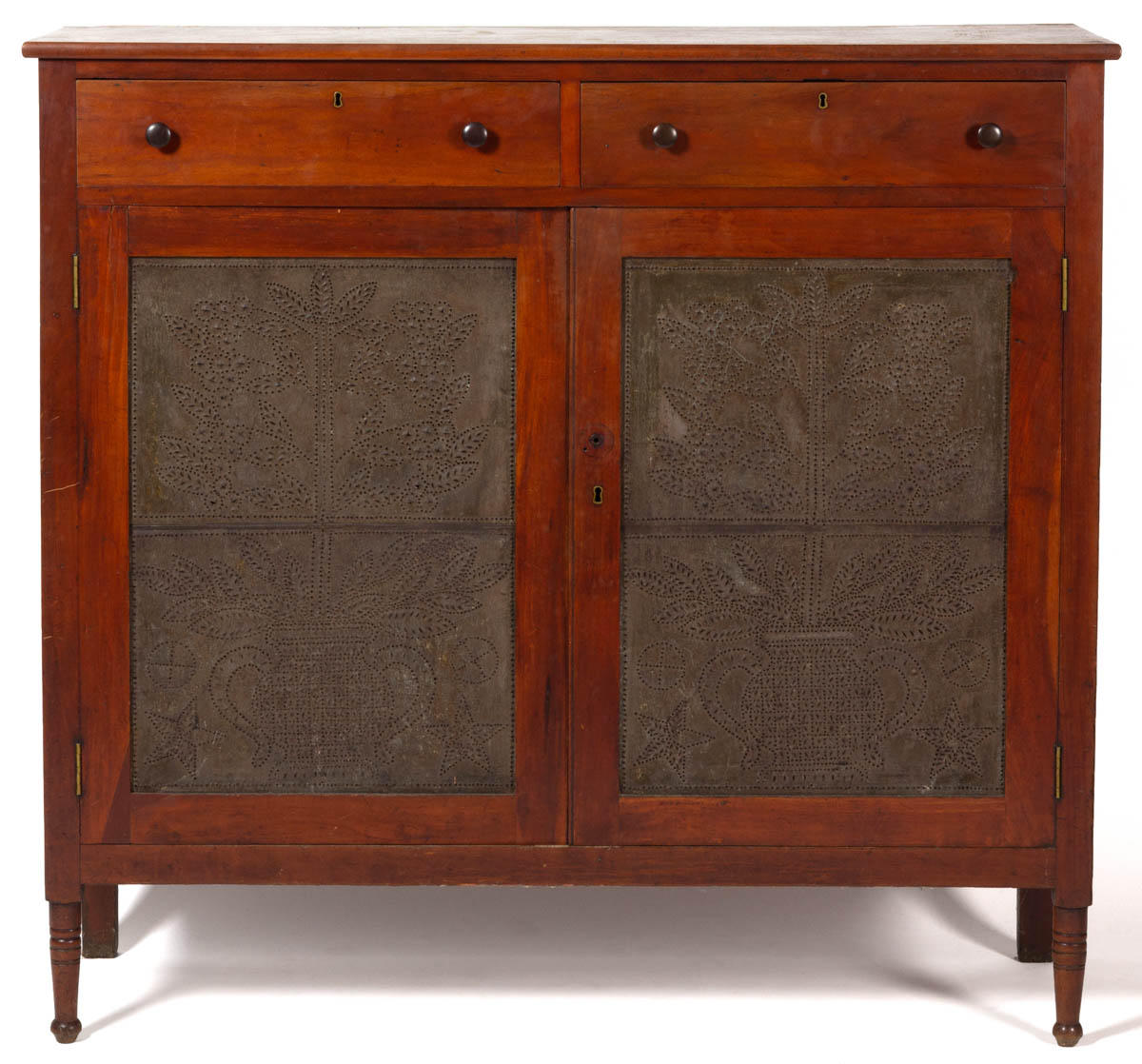 WYTHE CO., VALLEY OF VIRGINIA, CHERRY PUNCHED-TIN-PANELED FOOD / PIE SAFE