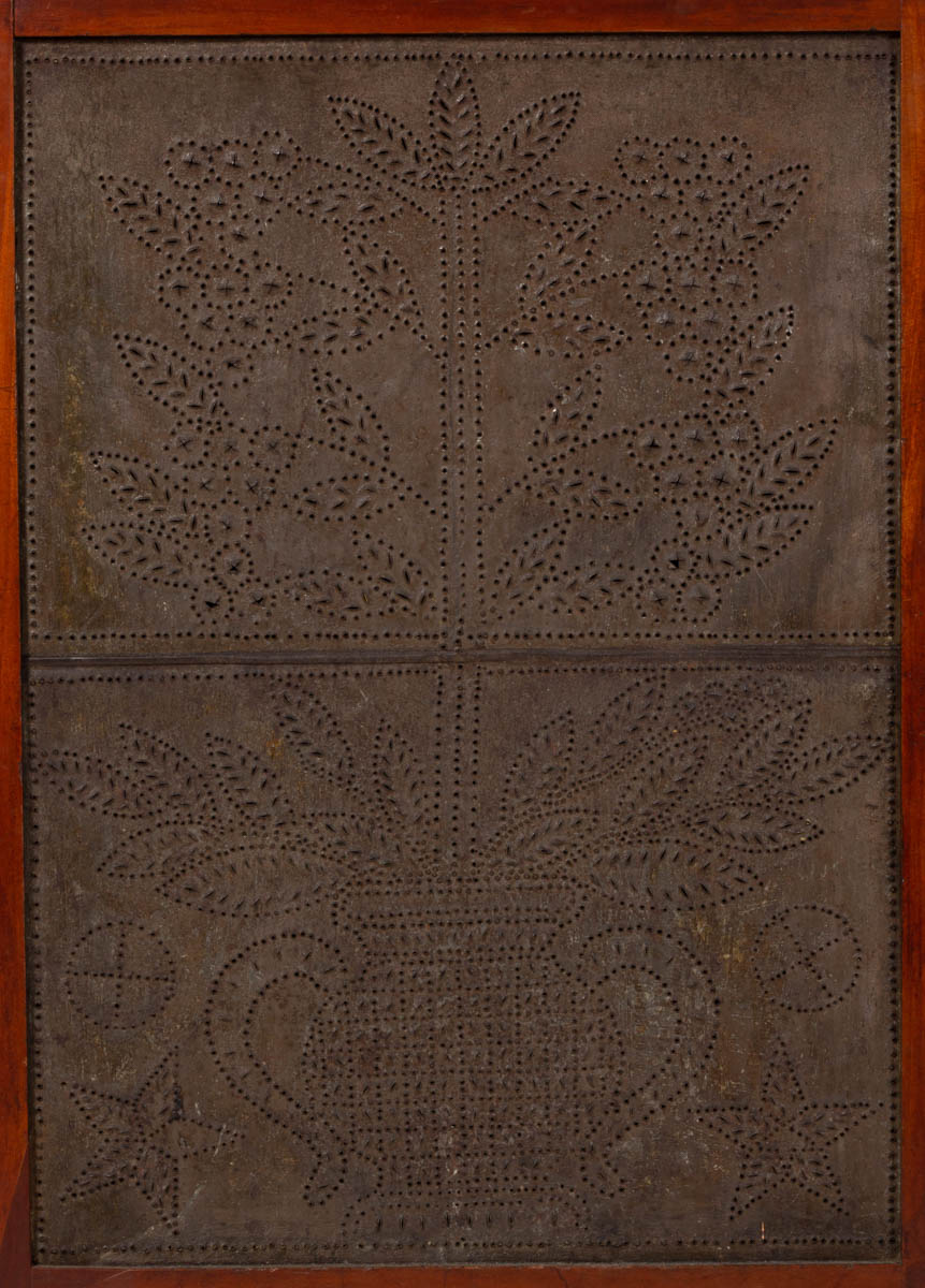 WYTHE CO., VALLEY OF VIRGINIA, CHERRY PUNCHED-TIN-PANELED FOOD / PIE SAFE