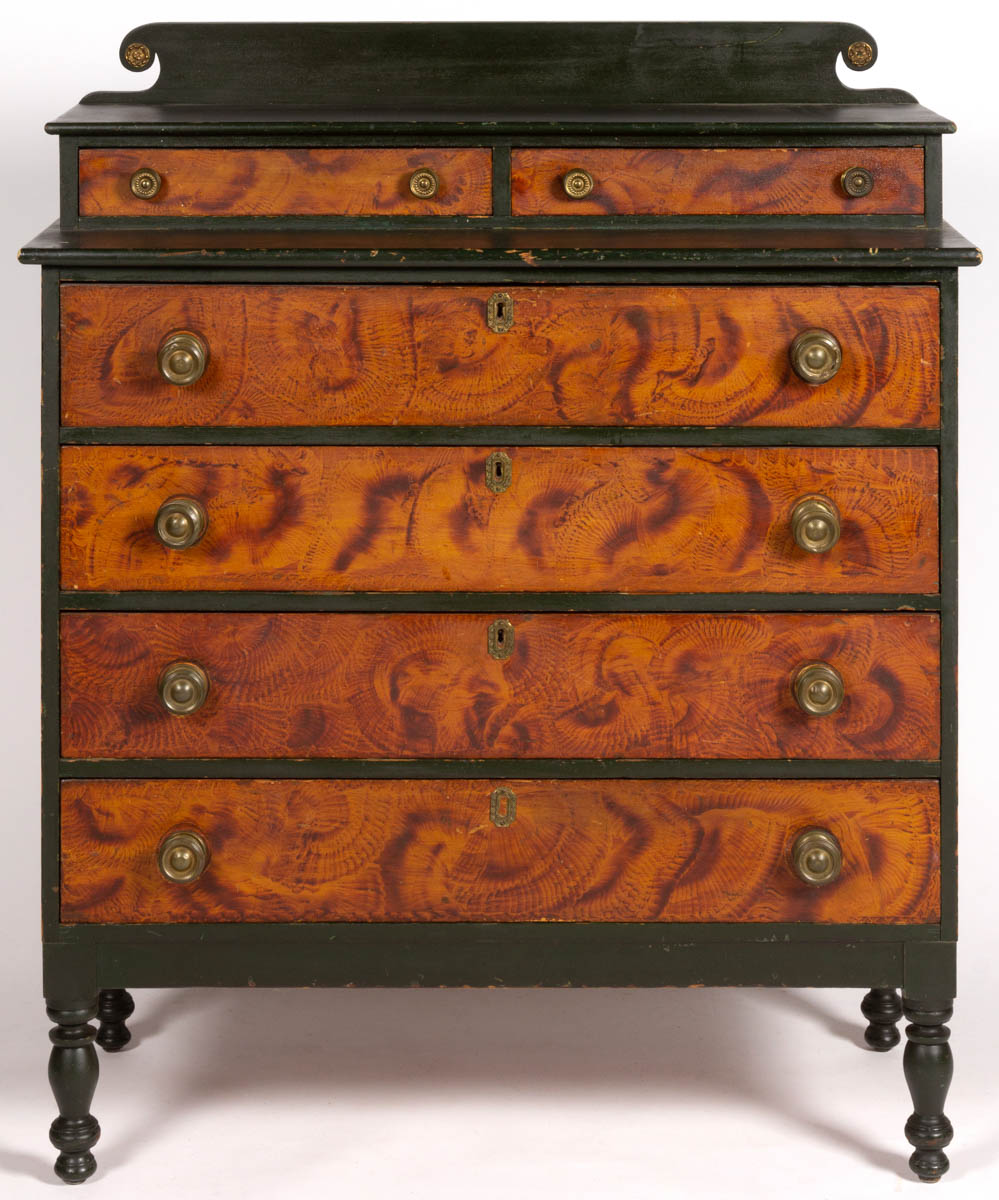 NEW ENGLAND PAINT-DECORATED PINE CHEST OF DRAWERS