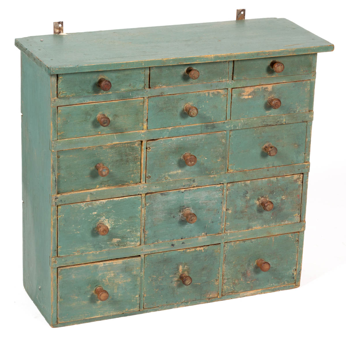 NEW ENGLAND PAINTED BASSWOOD HANGING APOTHECARY CHEST