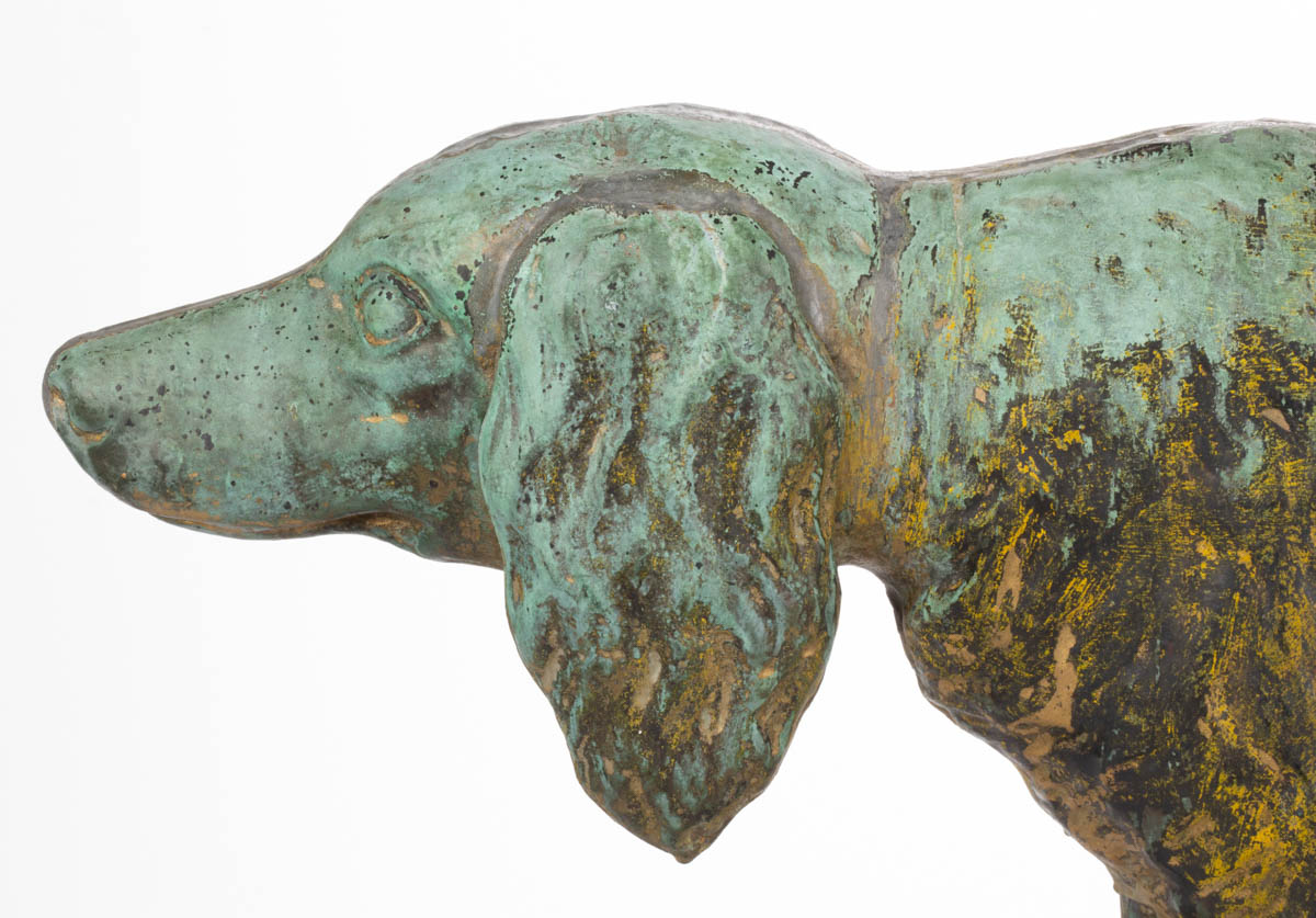 RARE AMERICAN FOLK ART FULL-BODY MOLDED-COPPER SETTER WEATHERVANE