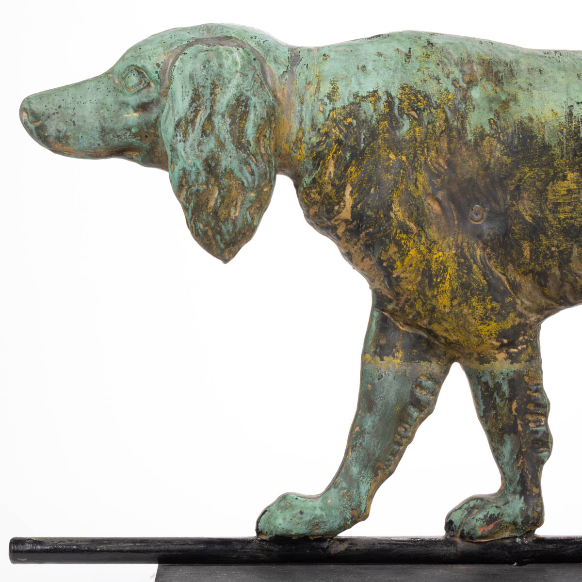 RARE AMERICAN FOLK ART FULL-BODY MOLDED-COPPER SETTER WEATHERVANE