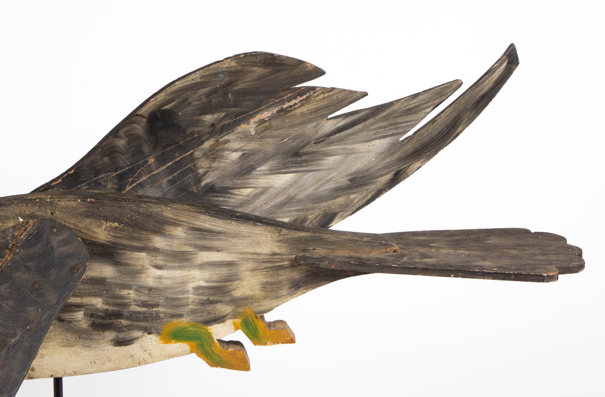 AMERICAN FOLK ART CUT-OUT WOOD FLYING GOOSE WHIRLIGIG