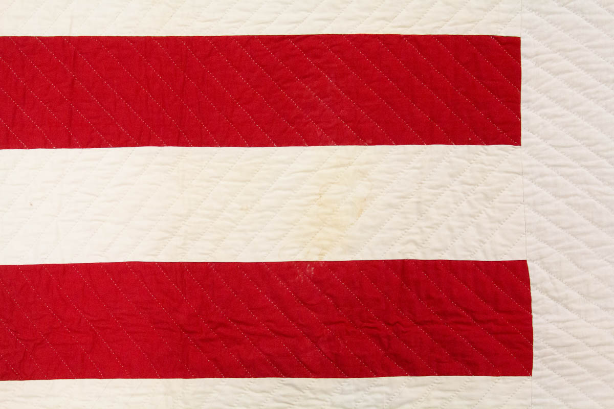 48-STAR AMERICAN FLAG APPLIQUE AND PIECED QUILT