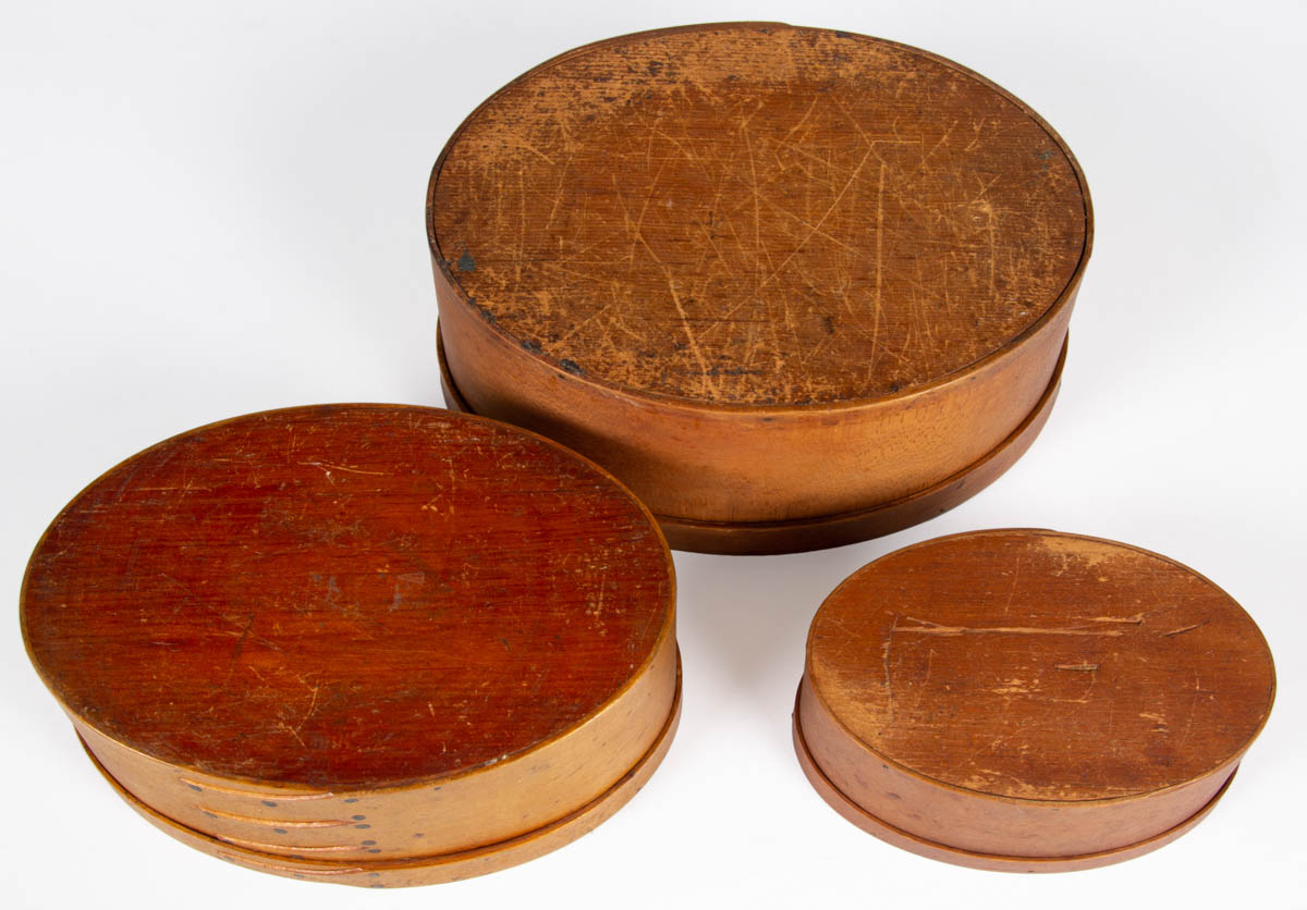 STACK OF FIVE SHAKER BENTWOOD BOXES