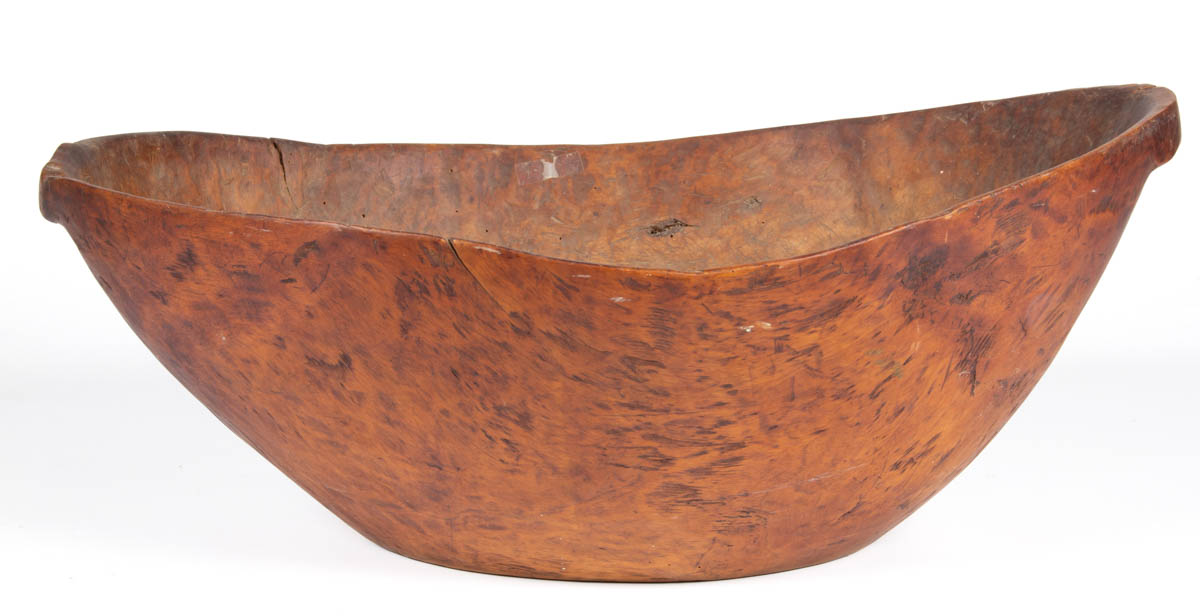 COUNTRY BURL TREENWARE BOWL WITH HANDLES