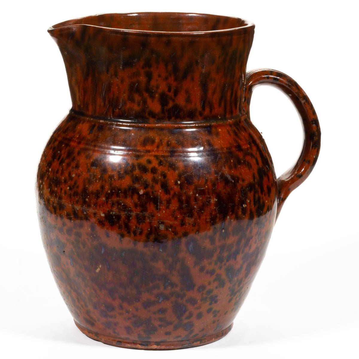 AMERICAN DECORATED EARTHENWARE / REDWARE PITCHER