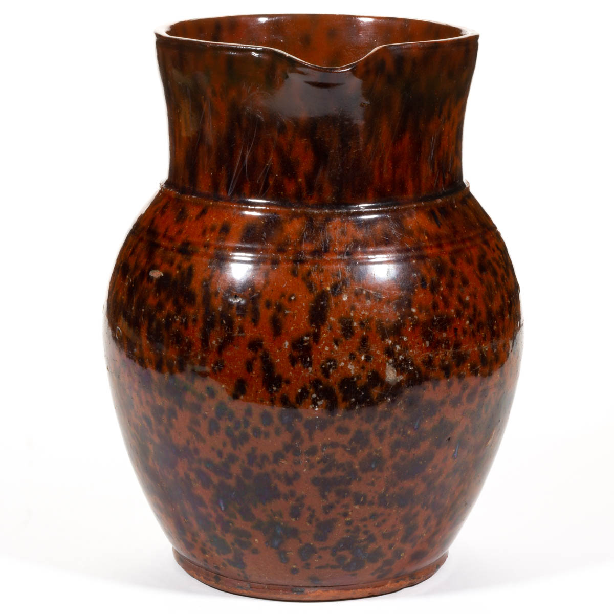 AMERICAN DECORATED EARTHENWARE / REDWARE PITCHER