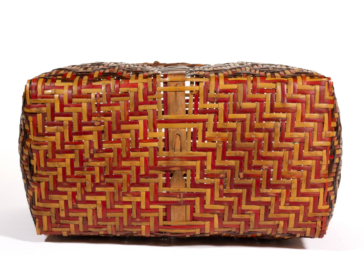NATIVE AMERICAN CHEROKEE DECORATED WOVEN-SPLINT MARKET BASKET