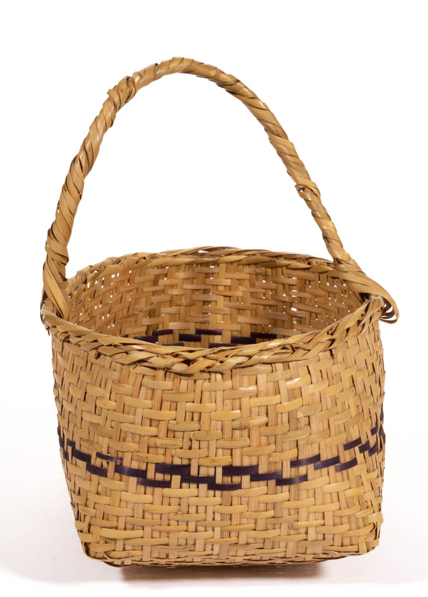 NATIVE AMERICAN CHOCTAW OR COUSHATTA DECORATED WOVEN-SPLINT BASKET
