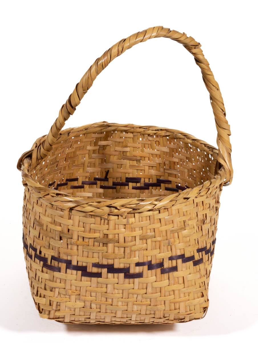 NATIVE AMERICAN CHOCTAW OR COUSHATTA DECORATED WOVEN-SPLINT BASKET