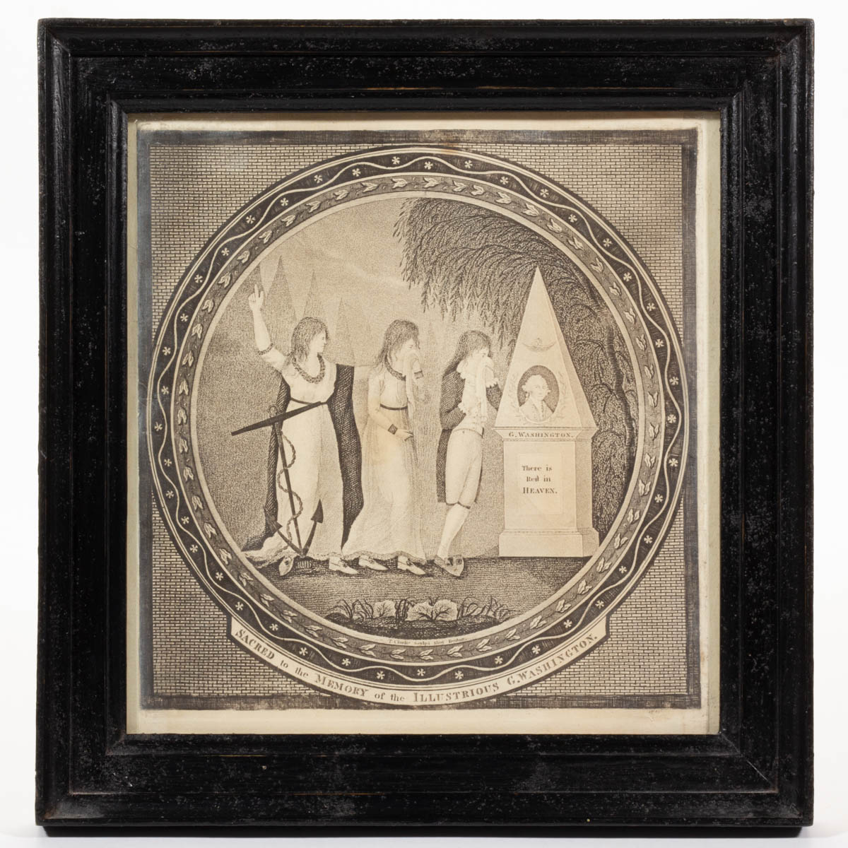HISTORICAL GEORGE WASHINGTON MOURNING PRINT