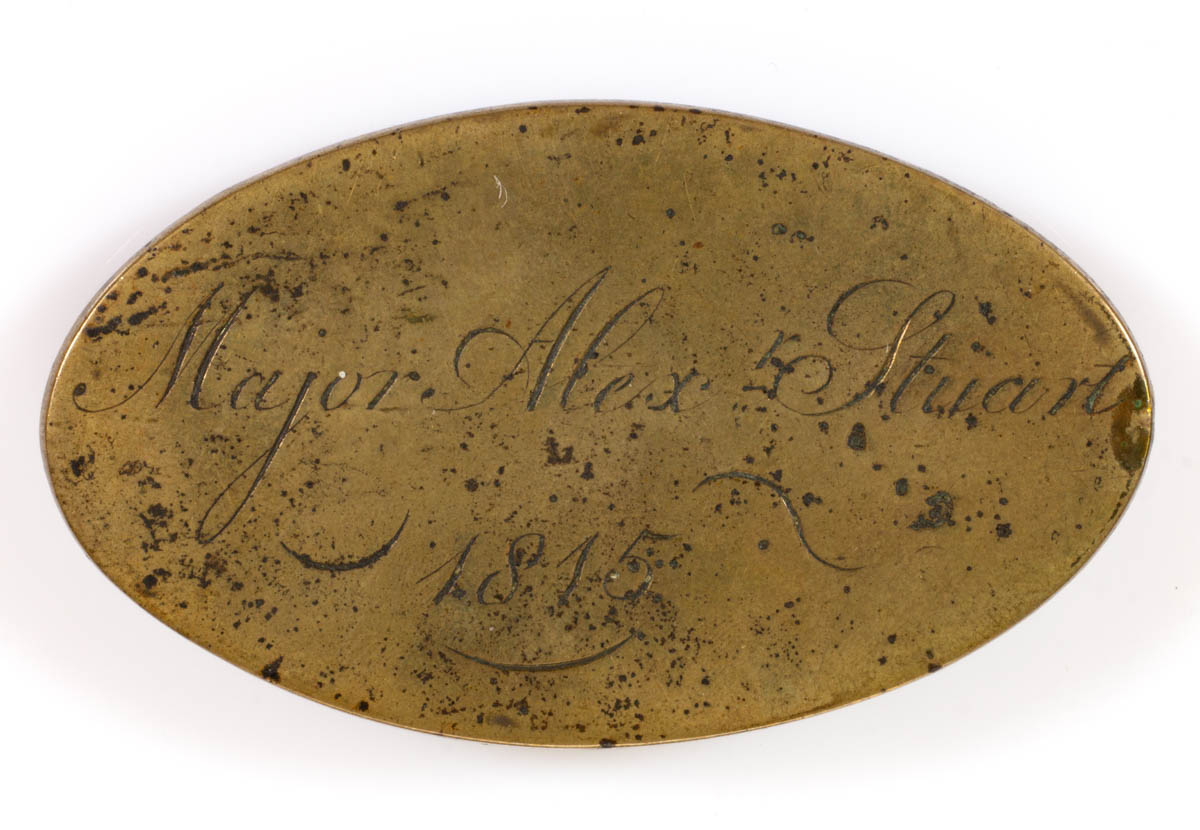 IMPORTANT AUGUSTA CO., SHENANDOAH VALLEY OF VIRGINIA STUART FAMILY BRASS PLATE