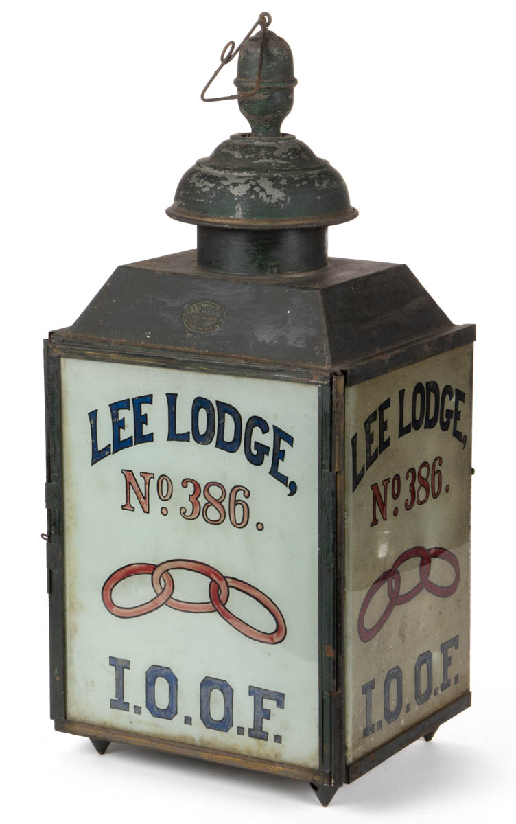 OHIO ODD FELLOWS / LODGE PAINTED TIN LANTERN