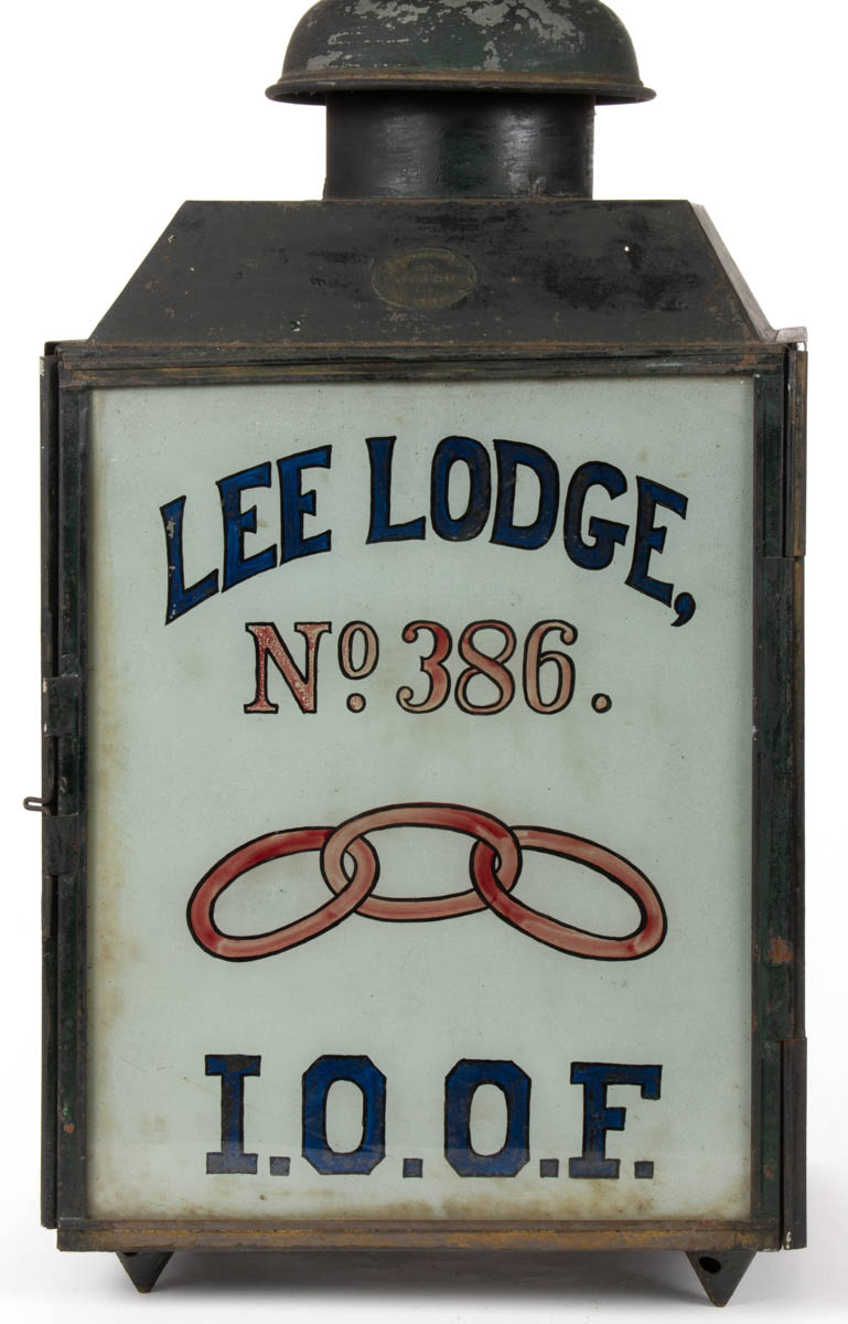 OHIO ODD FELLOWS / LODGE PAINTED TIN LANTERN