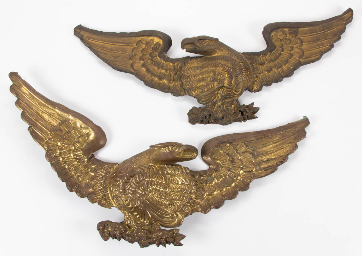 AMERICAN MOLDED BRASS EAGLES, LOT OF TWO