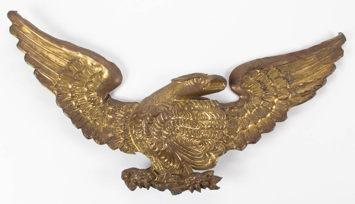 AMERICAN MOLDED BRASS EAGLES, LOT OF TWO