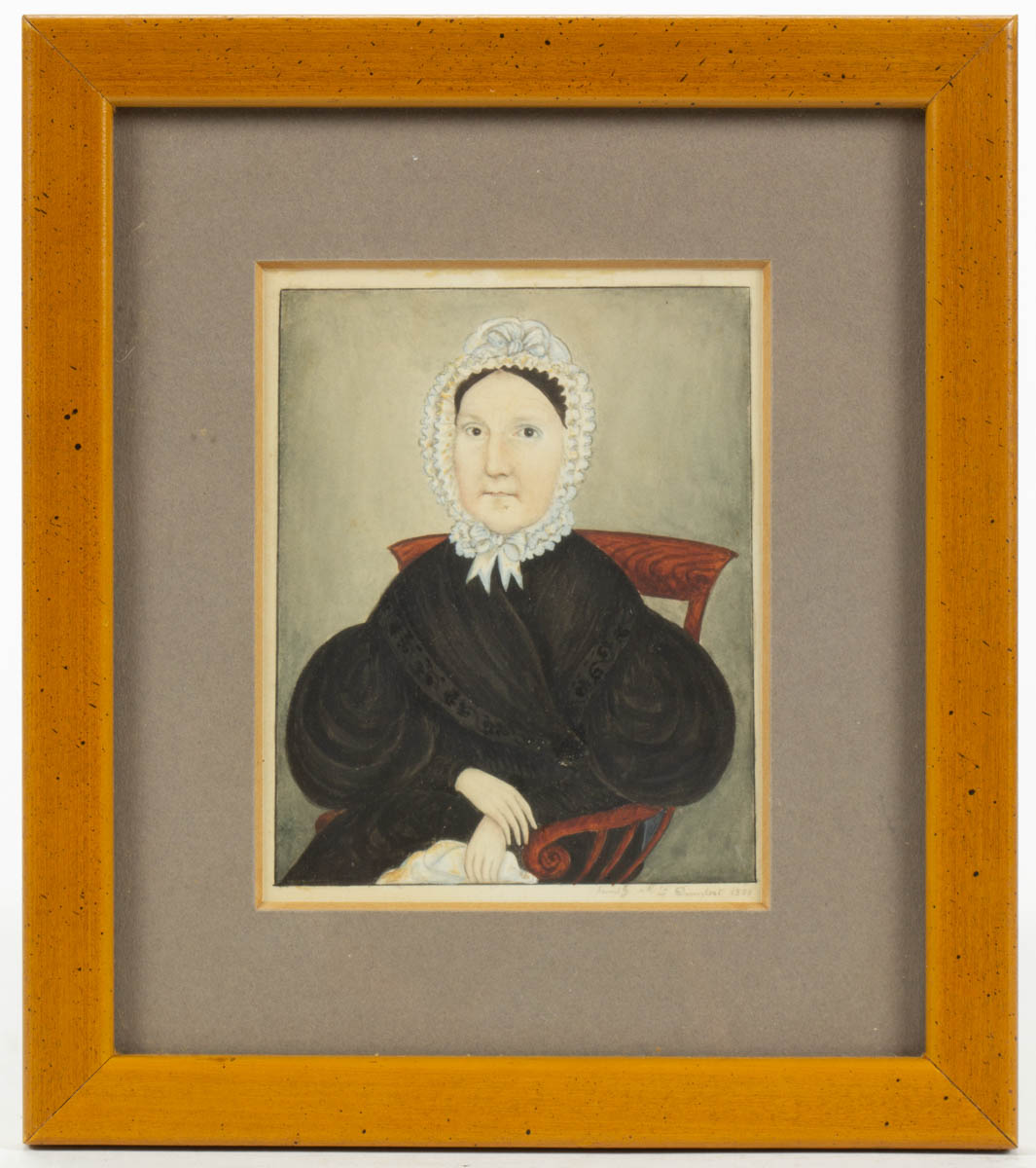 MARIA DAVENPORT (AMERICAN, 19TH CENTURY), ATTRIBUTED, FOLK ART PORTRAIT OF A LADY