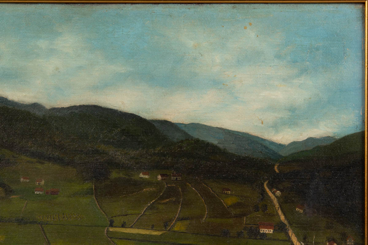 AMERICAN SCHOOL (19TH CENTURY) FOLK ART LANDSCAPE PAINTING