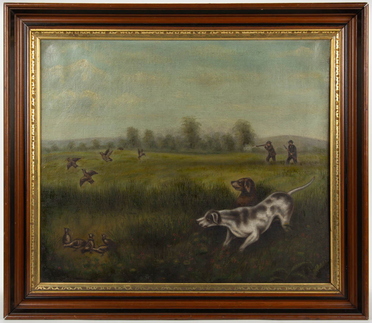 AMERICAN SCHOOL (20TH CENTURY) FOLK ART HUNTING / SPORTING SCENE