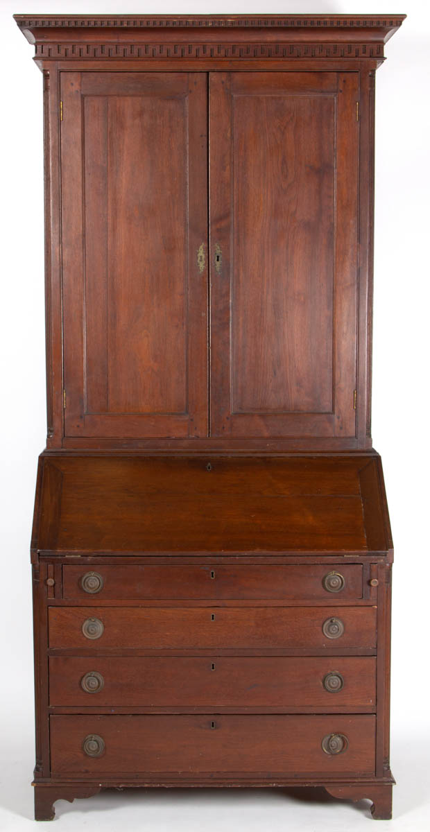 PIEDMONT NORTH CAROLINA CHIPPENDALE WALNUT DESK AND BOOKCASE