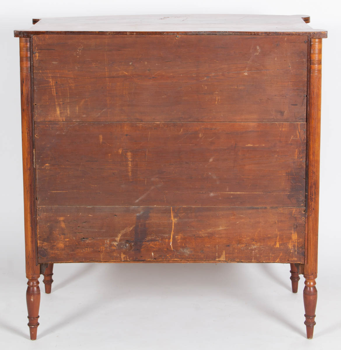NEW ENGLAND LATE FEDERAL INLAID CHERRY AND FIGURED MAPLE HALF SIDEBOARD
