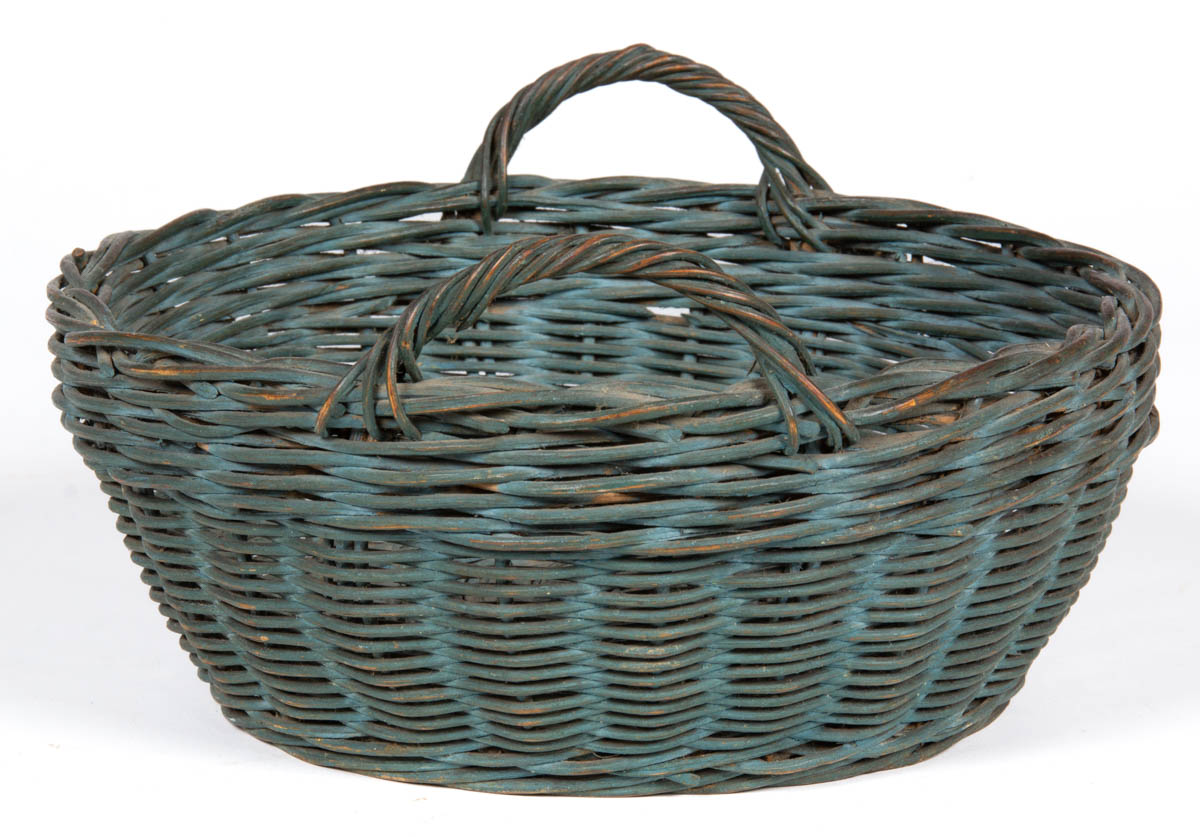 SHENANDOAH VALLEY OF VIRGINIA PAINTED WOVEN PULLED-ROD BASKET