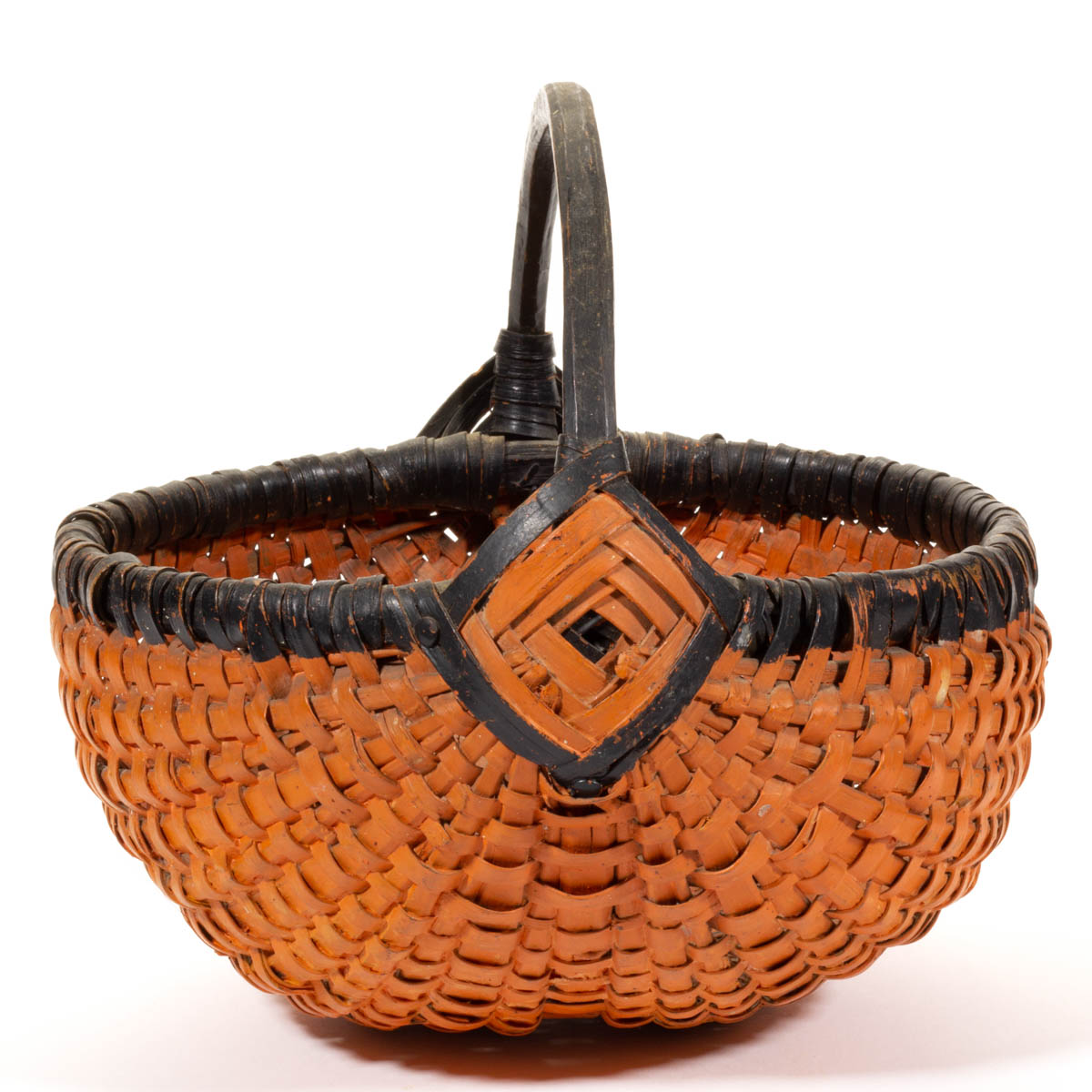 APPALACHIAN PAINTED RIB-TYPE WOVEN-SPLINT BASKET