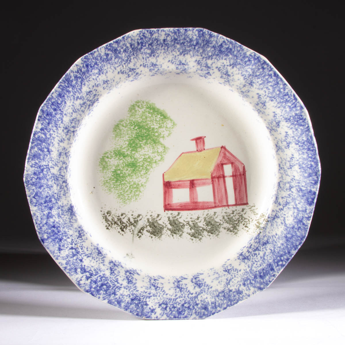 ENGLISH SPATTERWARE SCHOOLHOUSE CERAMIC PLATE