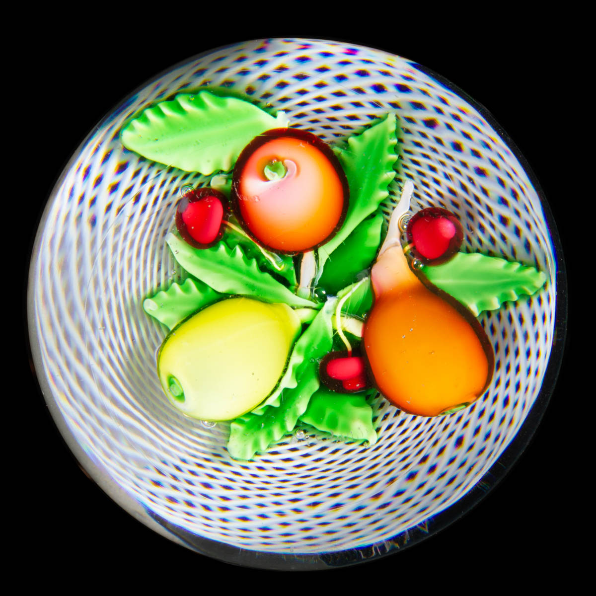 ANTIQUE SAINT-LOUIS MIXED FRUIT BOUQUET LAMPWORK ART GLASS PAPERWEIGHT