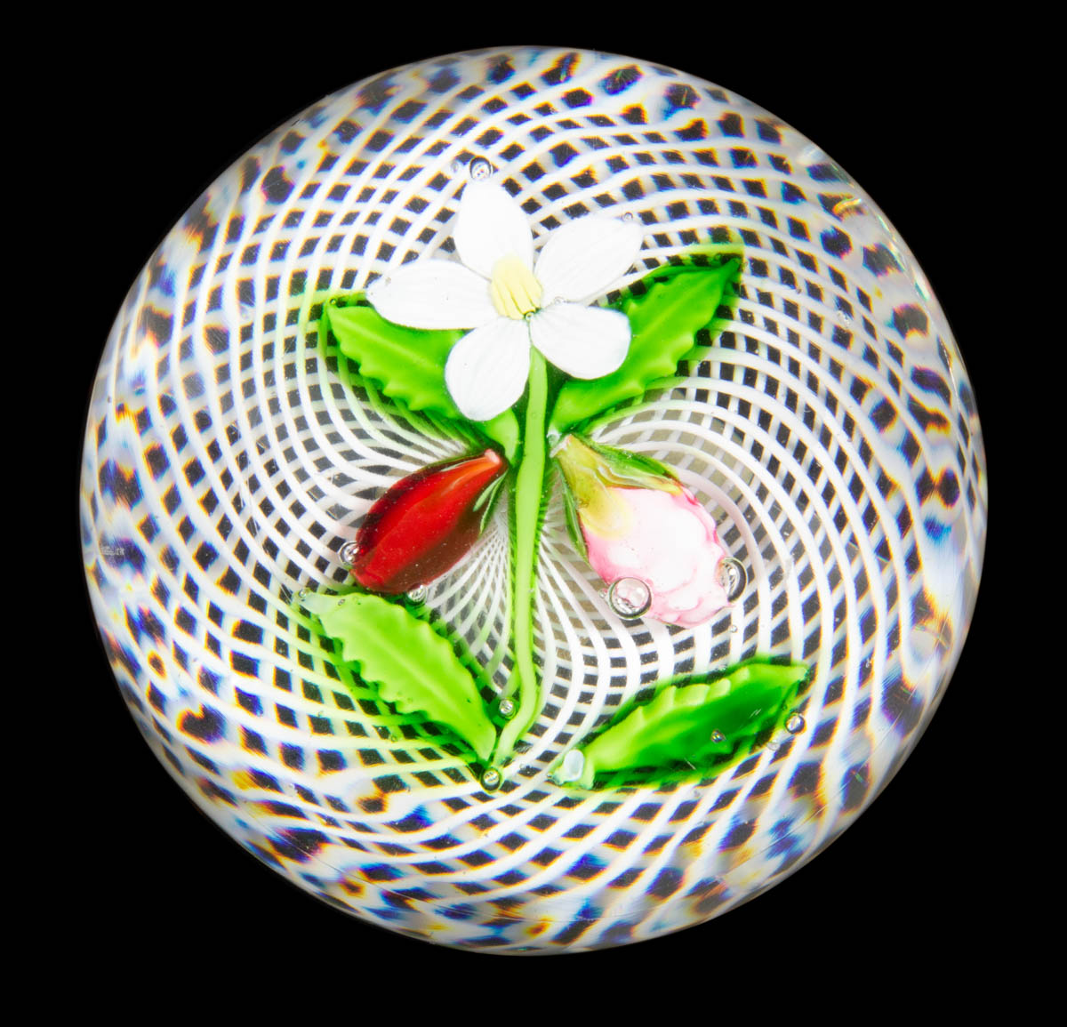 ANTIQUE SAINT-LOUIS STRAWBERRY PLANT LAMPWORK ART GLASS PAPERWEIGHT