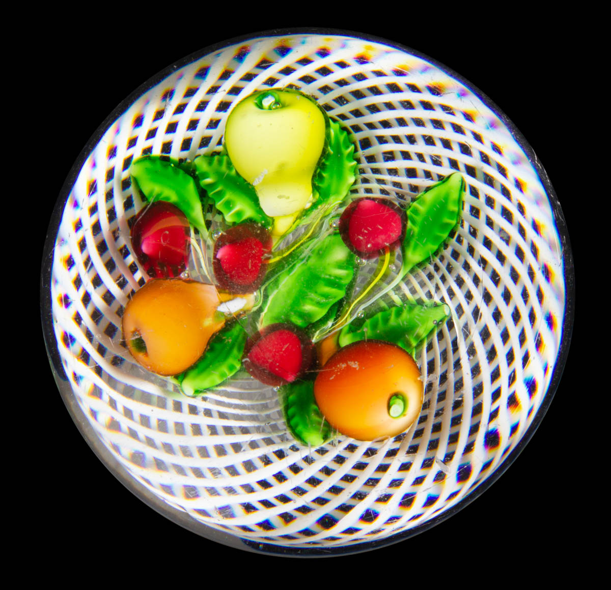 ANTIQUE SAINT-LOUIS MIXED FRUIT BOUQUET LAMPWORK ART GLASS PAPERWEIGHT
