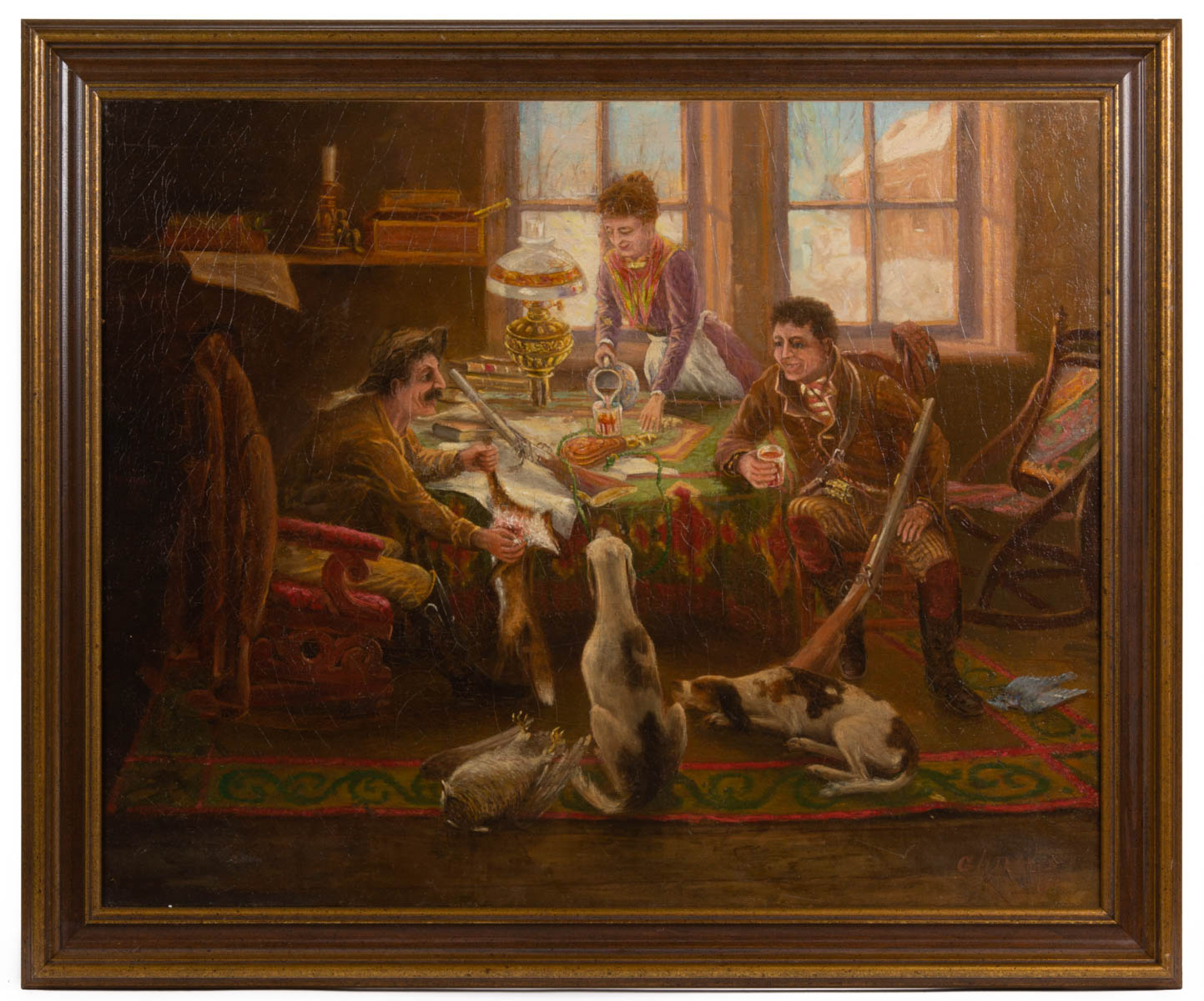 AMERICAN SCHOOL (LATE 19TH/EARLY 20TH CENTURY) FOLK ART SPORTING-RELATED GENRE SCENE