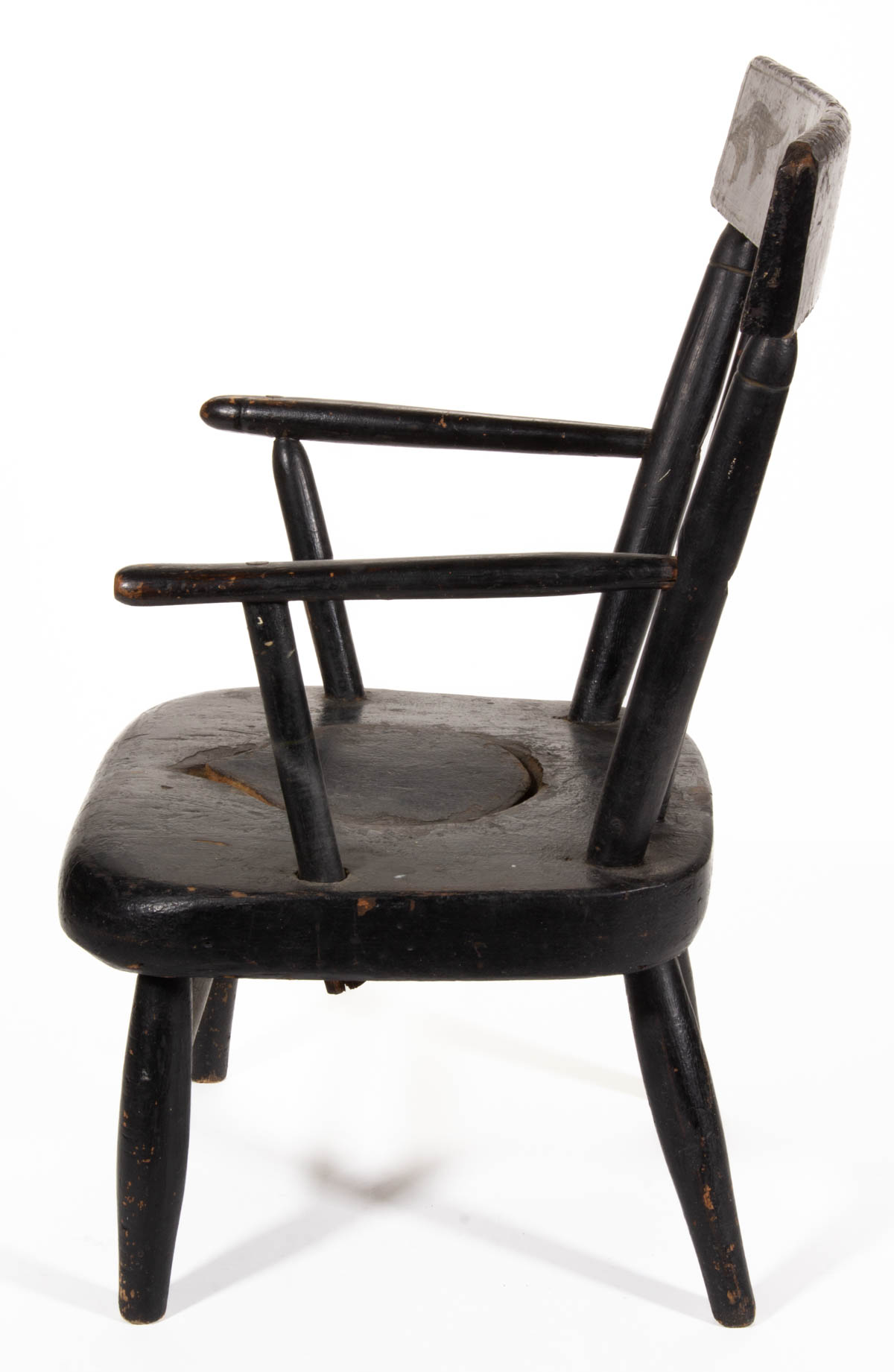 HAMPSHIRE COUNTY, VIRGINIA (NOW WEST VIRGINIA) PAINTED WINDSOR CHILD’S NECESSARY CHAIR