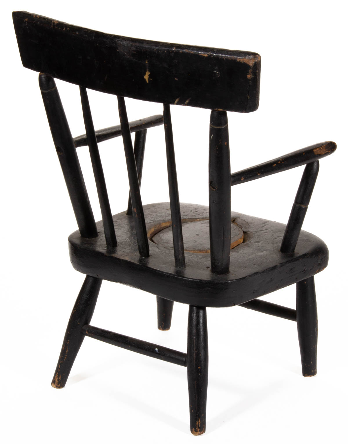 HAMPSHIRE COUNTY, VIRGINIA (NOW WEST VIRGINIA) PAINTED WINDSOR CHILD’S NECESSARY CHAIR