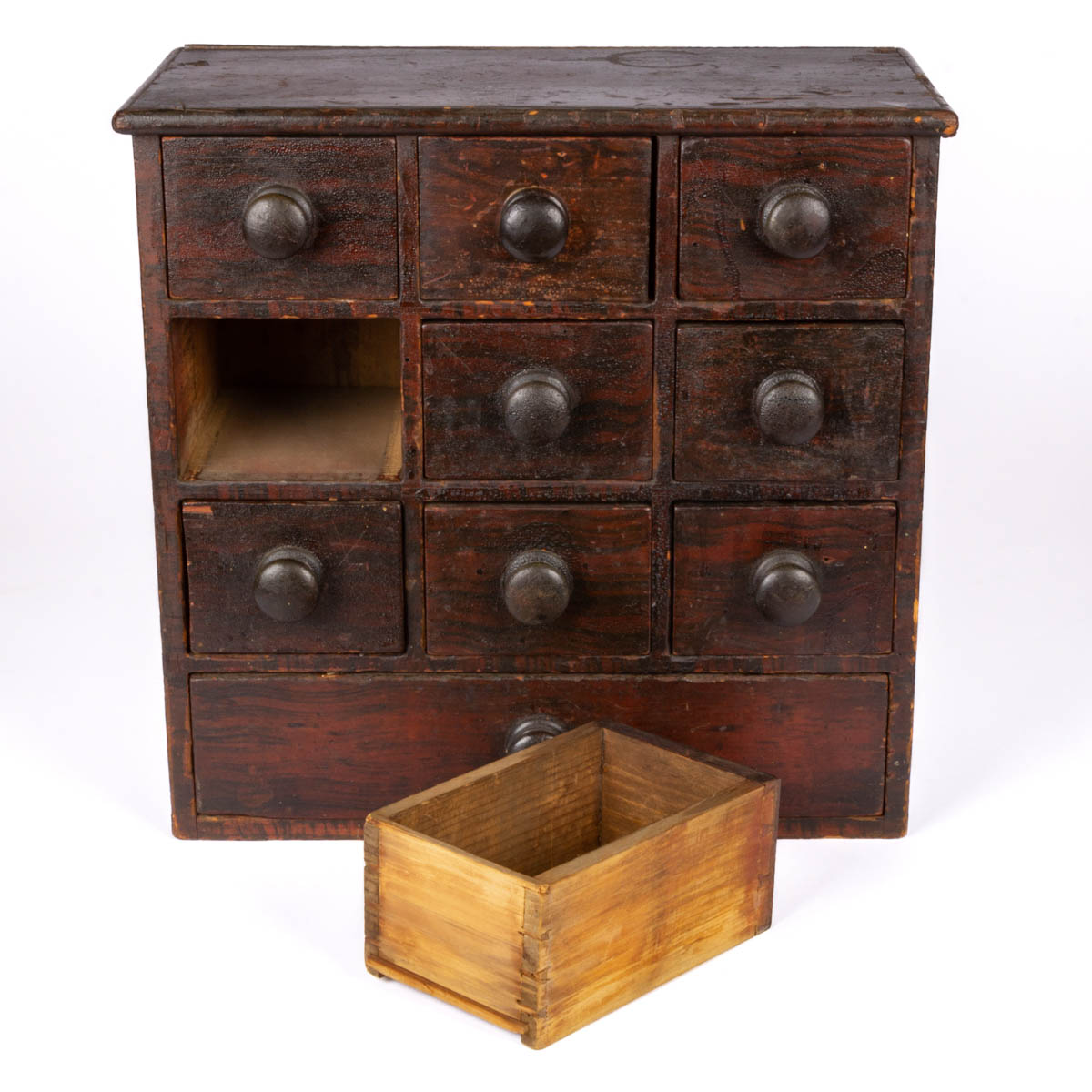 AMERICAN PAINT-DECORATED PINE APOTHECARY