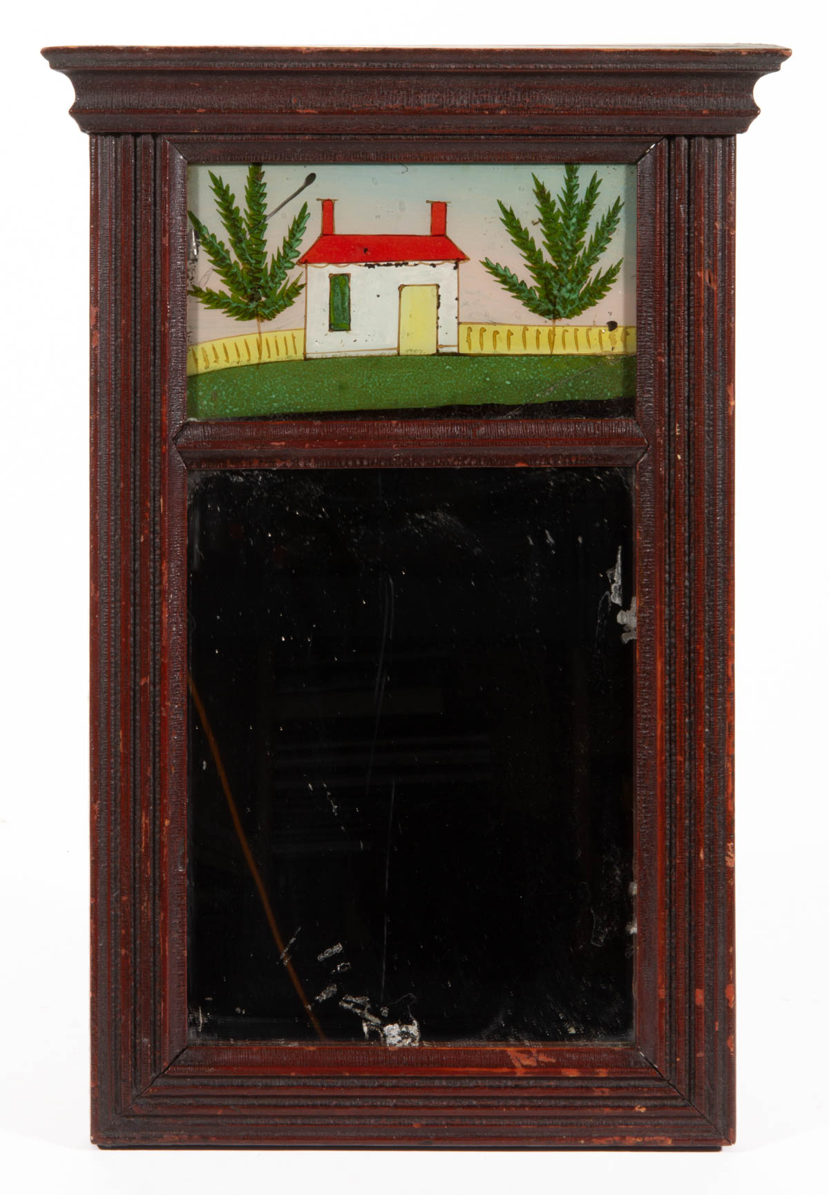 AMERICAN LATE FEDERAL PAINTED WALL MIRROR / LOOKING GLASS