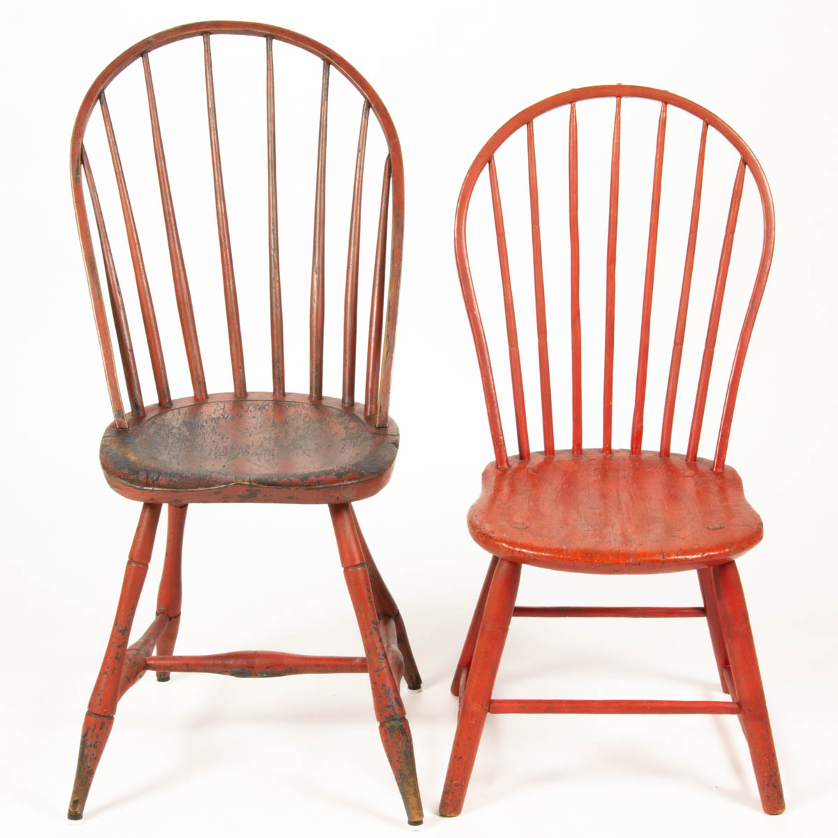 AMERICAN PAINTED WINDSOR BOW-BACK SIDE CHAIRS, LOT OF TWO