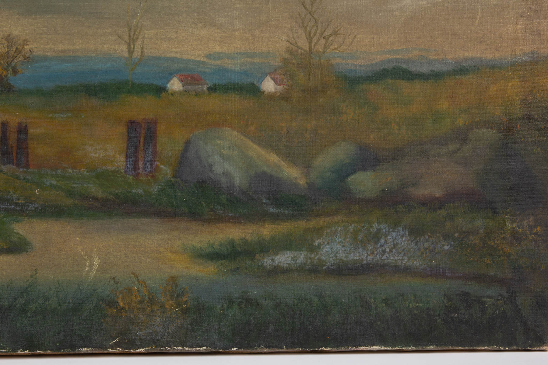 AMERICAN SCHOOL (20TH CENTURY) FOLK ART LANDSCAPE PAINTING