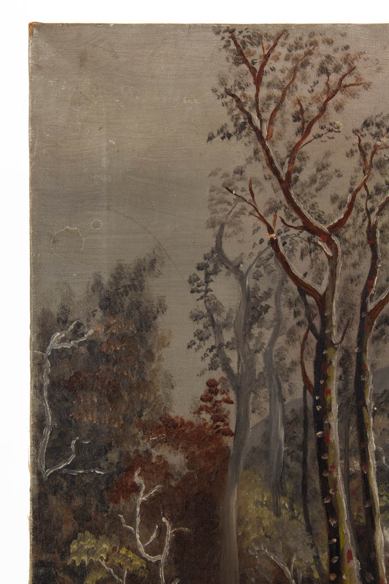 AMERICAN SCHOOL (19TH CENTURY) FOLK ART WINTER SCENE