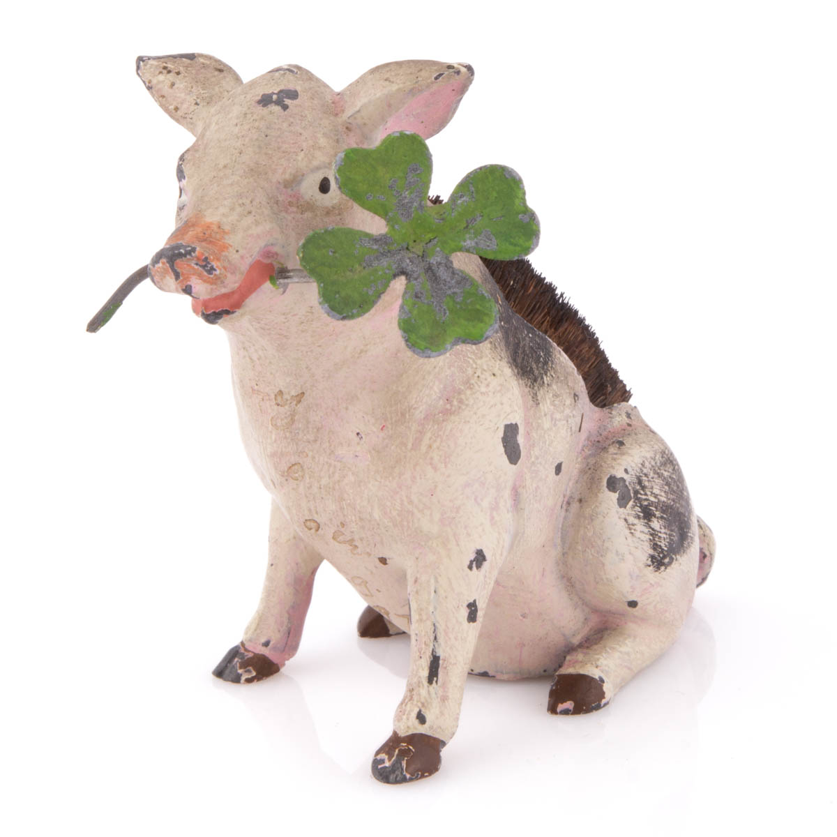 PAINT DECORATED CAST-METAL FIGURAL PIG SEWING PINCUSHION
