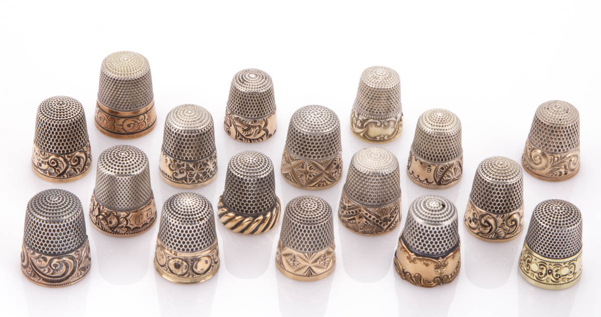 SIMONS BROTHERS SILVER SEWING THIMBLES, LOT OF 16